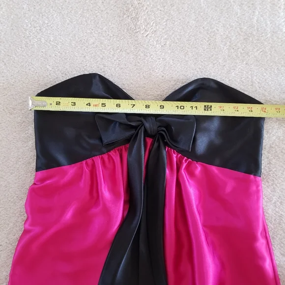 Gunne Sax Jessica McClintock Vintage Strapless Pink Satin Gown Size 9 - Picture 11 of 12